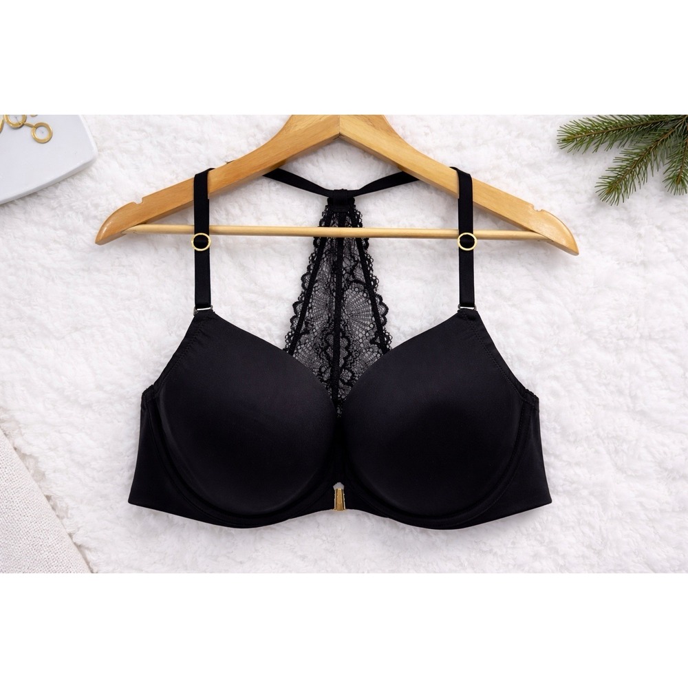 Cacique Boost‎ Plunge Bra Size 40D Underwire Back Lace Racerback Front Closure